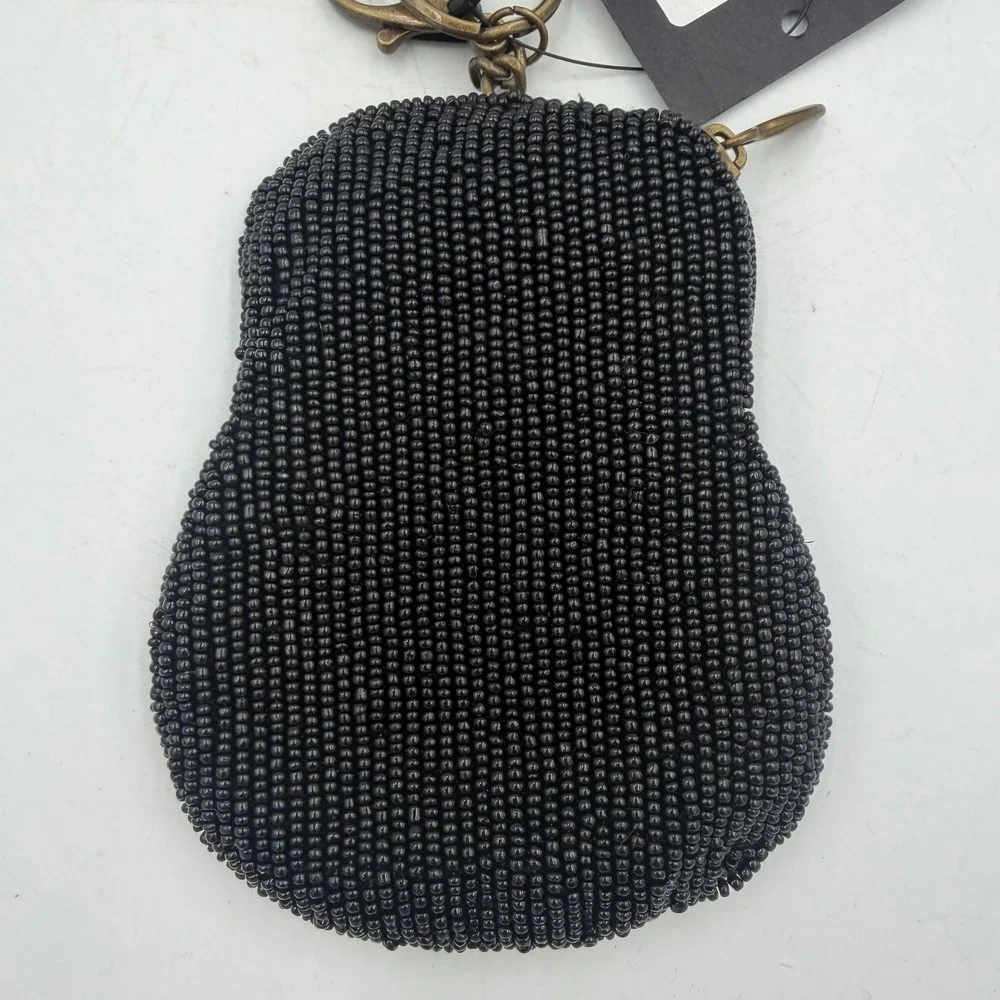 NWT Mary Frances Beaded Guitar Coin Purse Keychain Floral Boho Music Bag